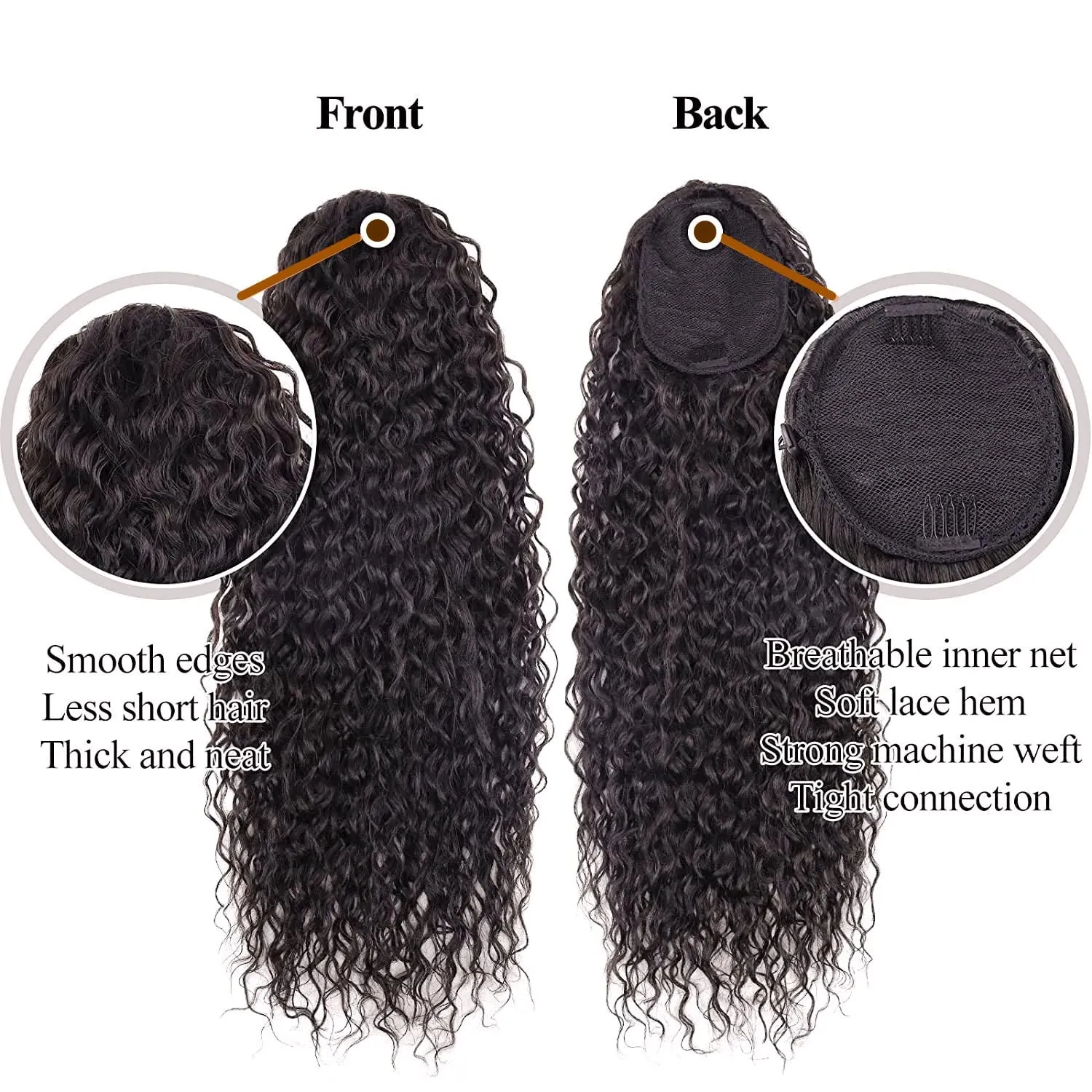 Meepo 24 Inch Curly Ponytail Extensions Synthetic Deep Wave Drawstring Ponytail For Black Women Human Hair Feeling With Clip In Thick Ponytail Hair Cholocate Brown Hairpiece(4#,160g) (24inch, 4#)
