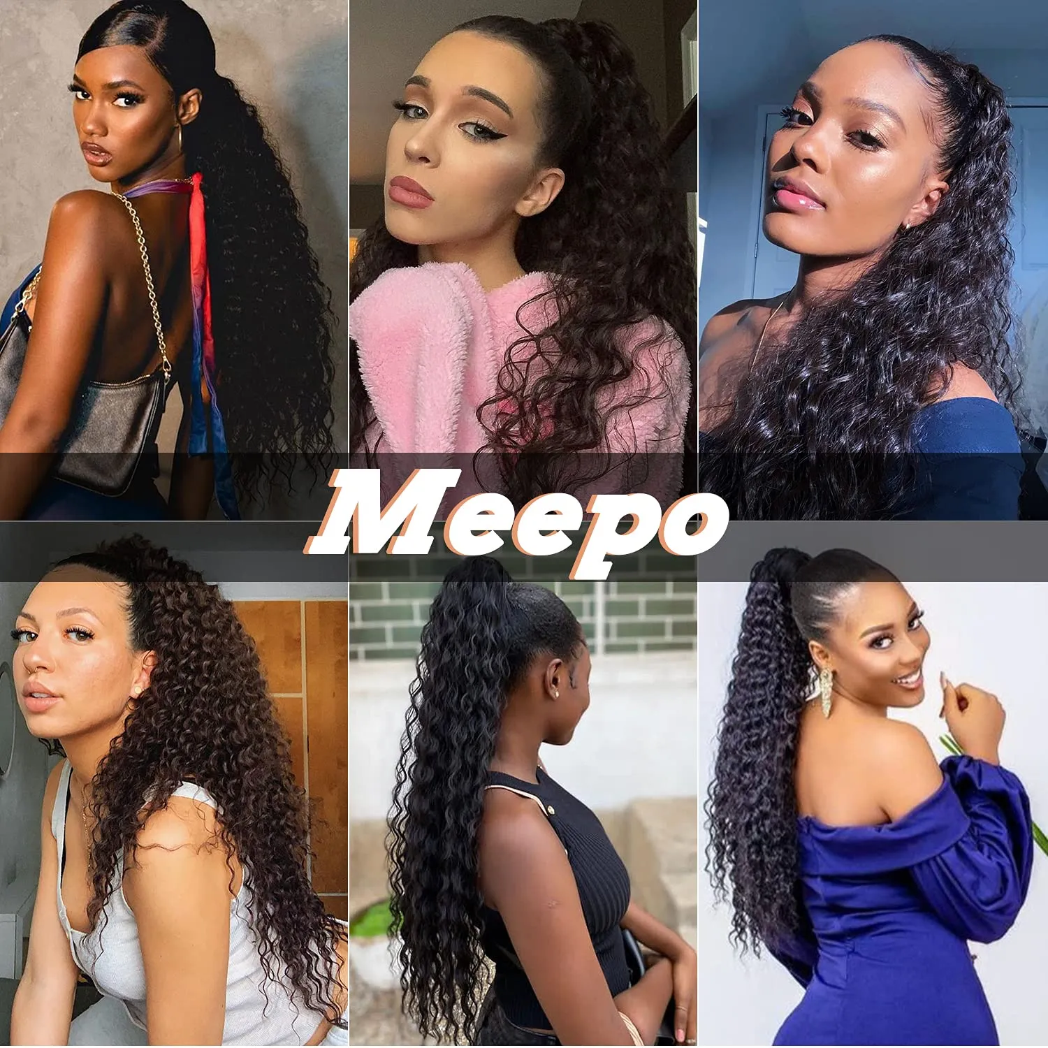 Meepo 24 Inch Curly Ponytail Extensions Synthetic Deep Wave Drawstring Ponytail For Black Women Human Hair Feeling With Clip In Thick Ponytail Hair Cholocate Brown Hairpiece(4#,160g) (24inch, 4#)