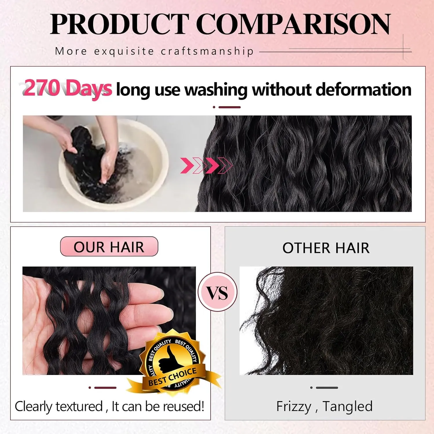 Meepo 24 Inch Curly Ponytail Extensions Synthetic Deep Wave Drawstring Ponytail For Black Women Human Hair Feeling With Clip In Thick Ponytail Hair Natural Black Hairpiece(1b#,160g) (24inch, 1b#)