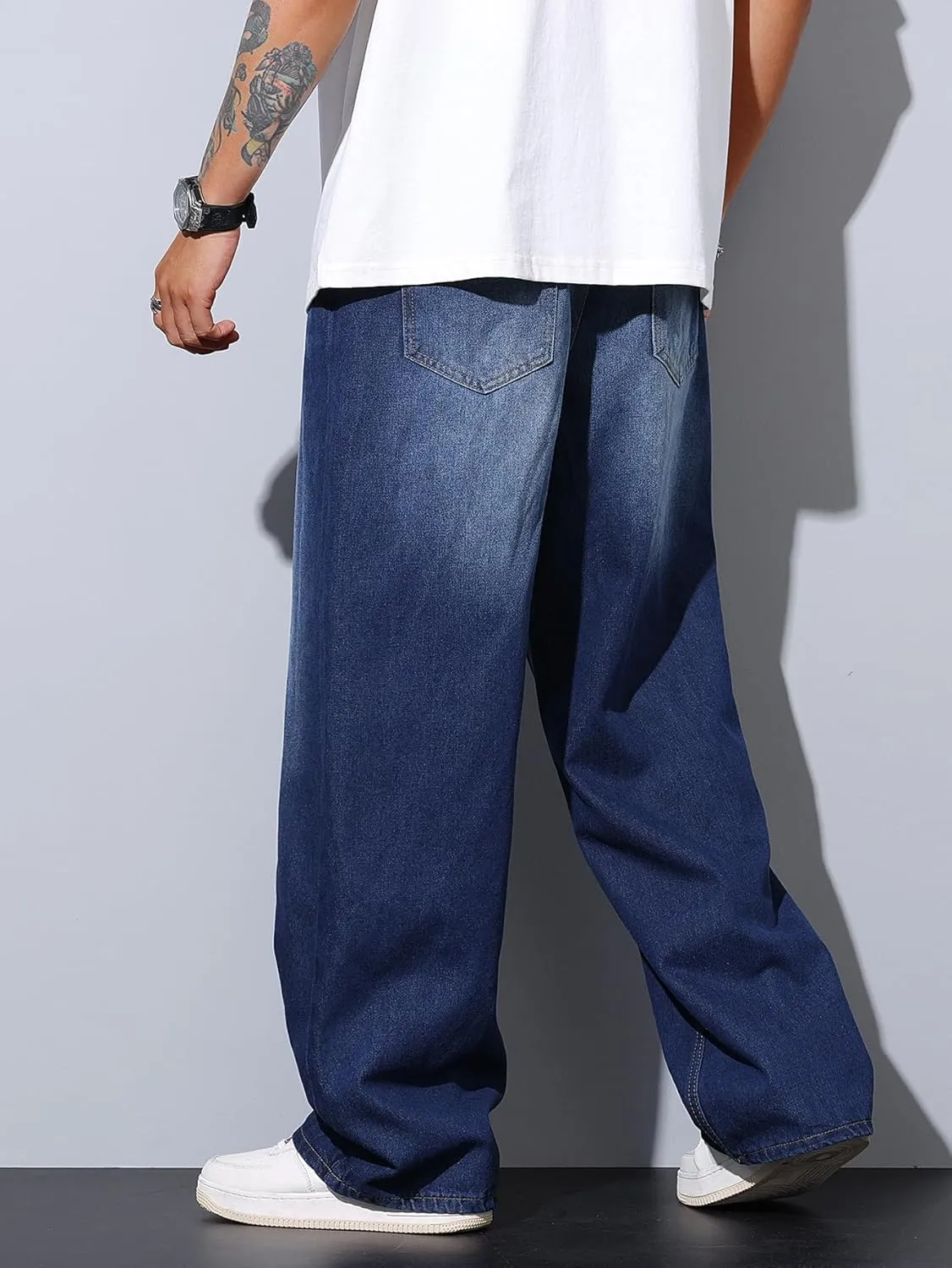 Men's Baggy Jeans Y2K Vintage Wide Leg Denim Pants Hip Hop Extra Loose Skater Jeans Streetwear
