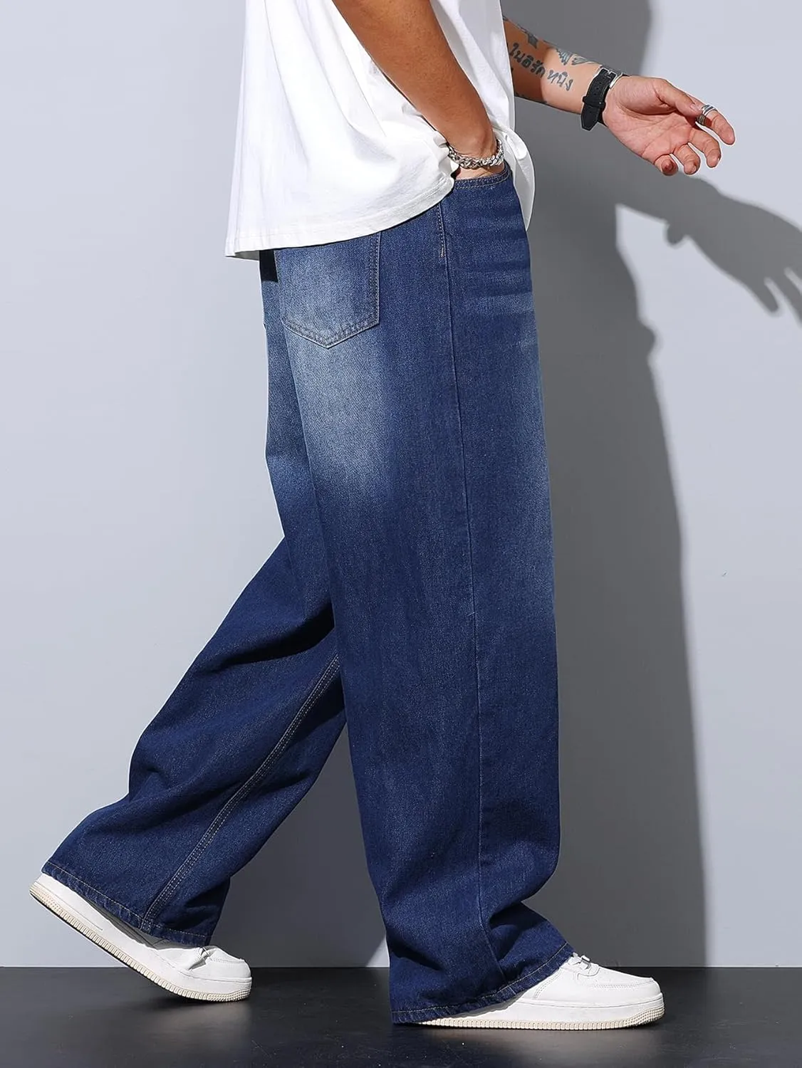 Men's Baggy Jeans Y2K Vintage Wide Leg Denim Pants Hip Hop Extra Loose Skater Jeans Streetwear