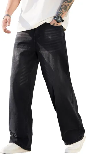 Men's Baggy Jeans Y2K Vintage Wide Leg Denim Pants Hip Hop Extra Loose Skater Jeans Streetwear