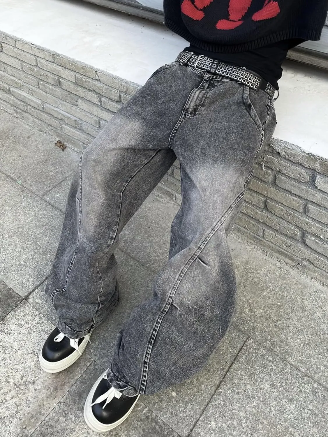 Men's Baggy Jeans Y2K Vintage Wide Leg Denim Pants Hip Hop Extra Loose Skater Jeans Streetwear