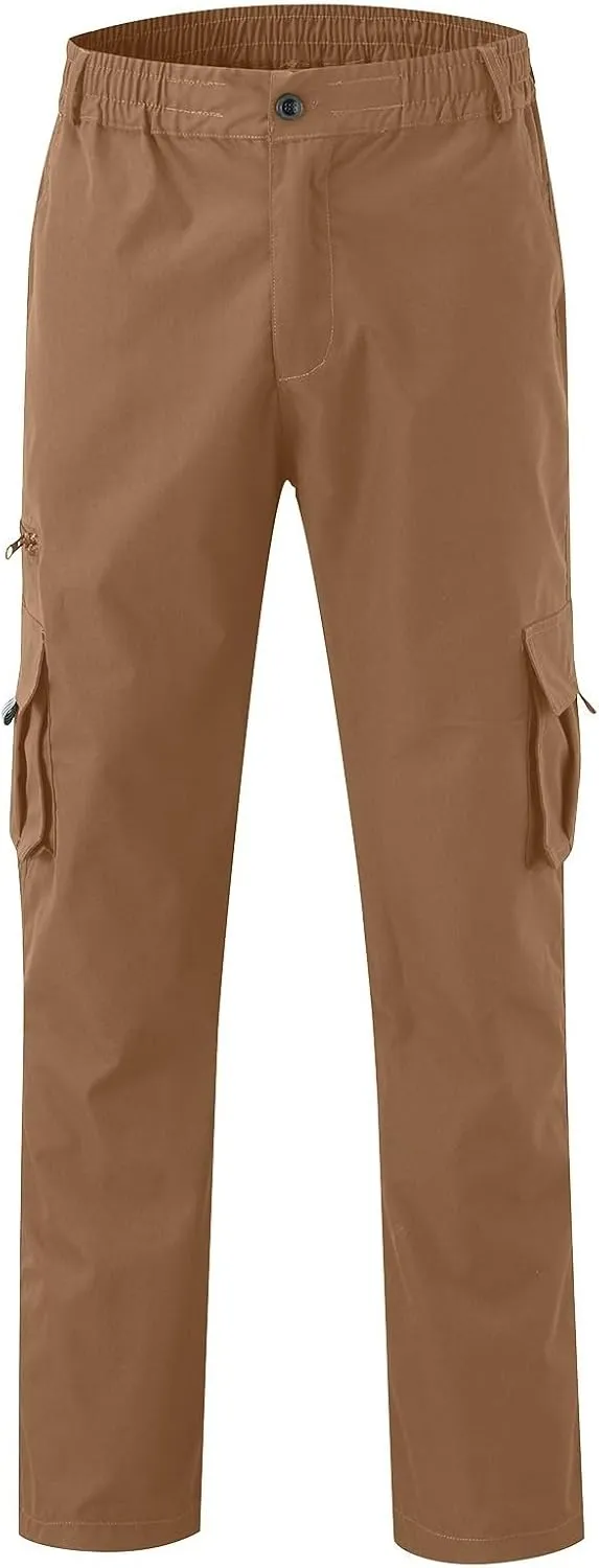 Mens Cargo Pants Casual and Warm Men's Solid Color Work Clothes Pockets and Tactical Pant Hiking Jogger for Men