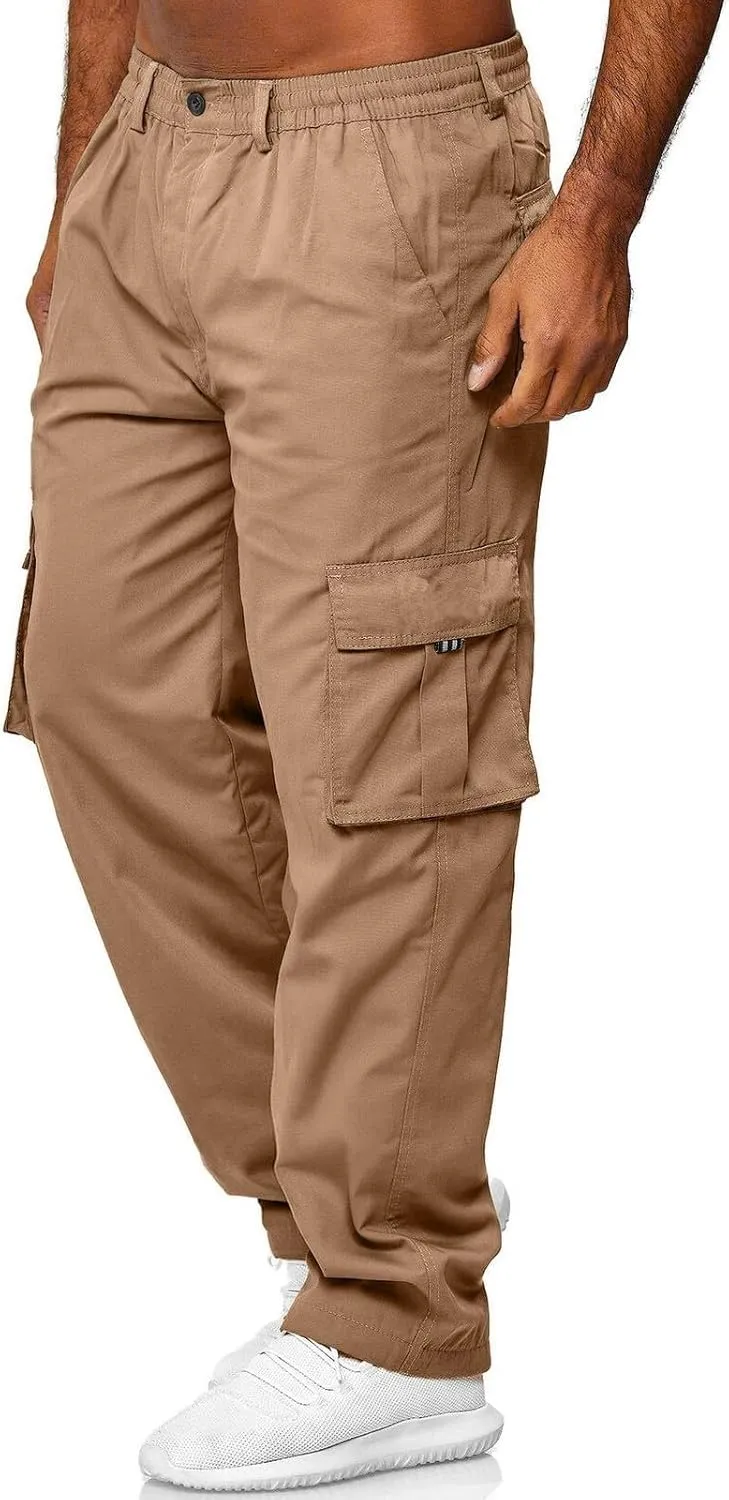 Mens Cargo Pants Casual and Warm Men's Solid Color Work Clothes Pockets and Tactical Pant Hiking Jogger for Men
