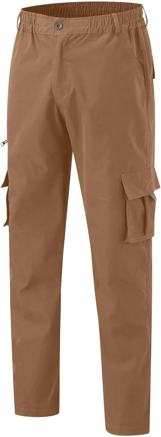 Mens Cargo Pants Casual and Warm Men's Solid Color Work Clothes Pockets and Tactical Pant Hiking Jogger for Men