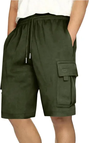 Men's Cargo Shorts Multi-Pockets Casual Workout Shorts Solid Color Lightweight Hiking Shorts for Camping Hiking