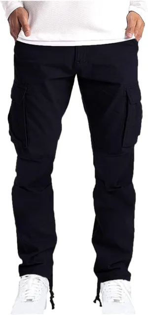 Men's Casual Cargo Pants Loose Fit Hiking Pants Straight Leg Workout Joggers Cotton Sweatpants Cargos