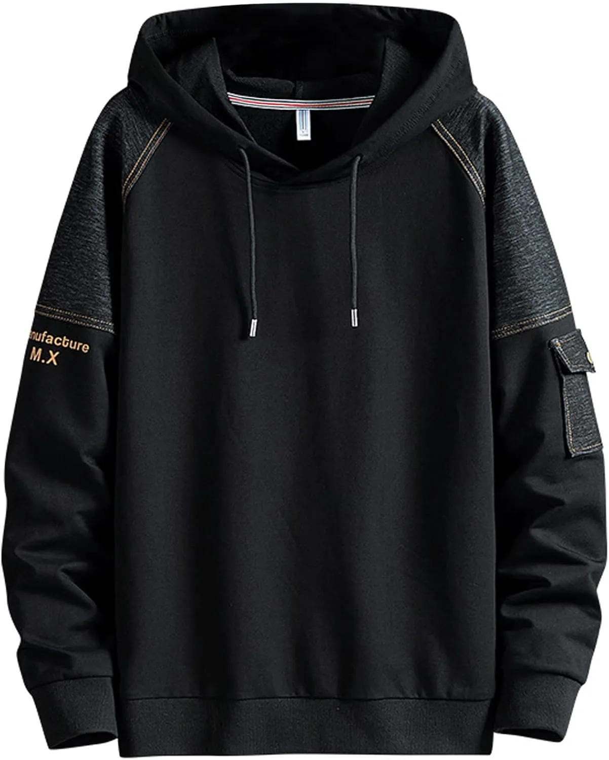 Men's Color Block Hoodie Hip Hop Hooded Streetwear Fashion Sweatshirt Pullover