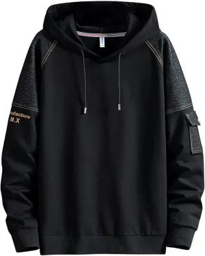Men's Color Block Hoodie Hip Hop Hooded Streetwear Fashion Sweatshirt Pullover