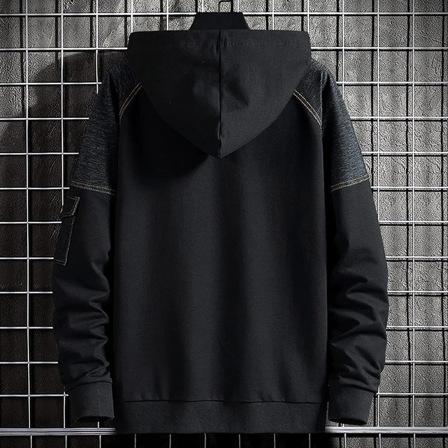 Men's Color Block Hoodie Hip Hop Hooded Streetwear Fashion Sweatshirt Pullover