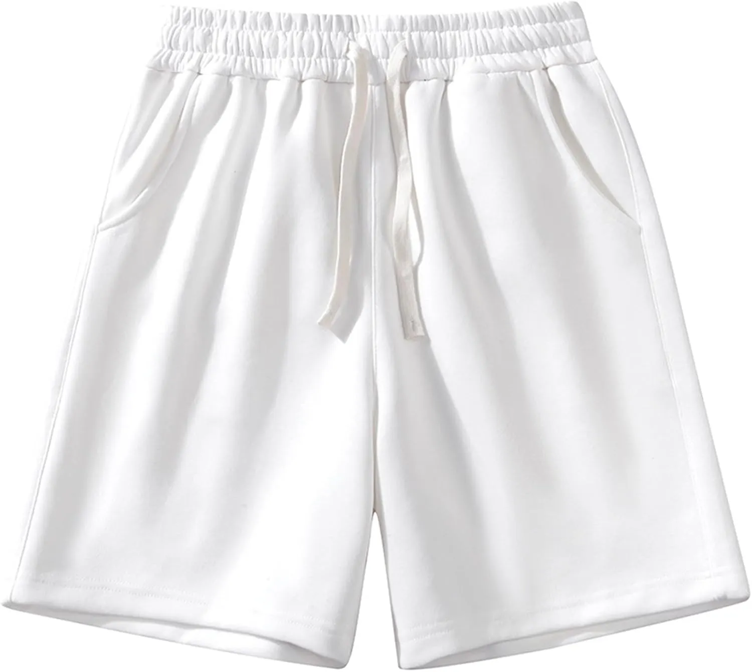 Men's Fashion Loose Fit Solid Color Drawstring Shorts Summer Elastic Waist Comfy Casual Ventilate Sports Short 2025