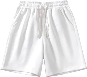 Men's Fashion Loose Fit Solid Color Drawstring Shorts Summer Elastic Waist Comfy Casual Ventilate Sports Short 2025