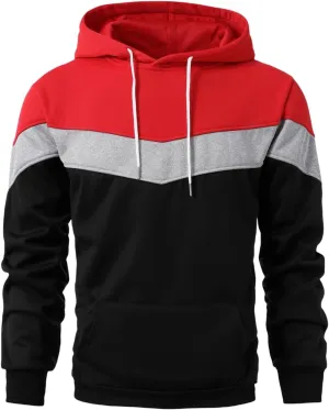 Mens Hoodie Multicolor Panel Sweatshirt Fleece Long Sleeve Sports Tops