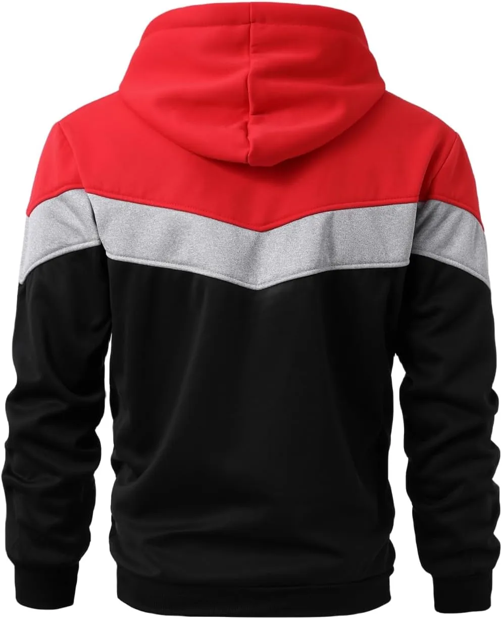 Mens Hoodie Multicolor Panel Sweatshirt Fleece Long Sleeve Sports Tops