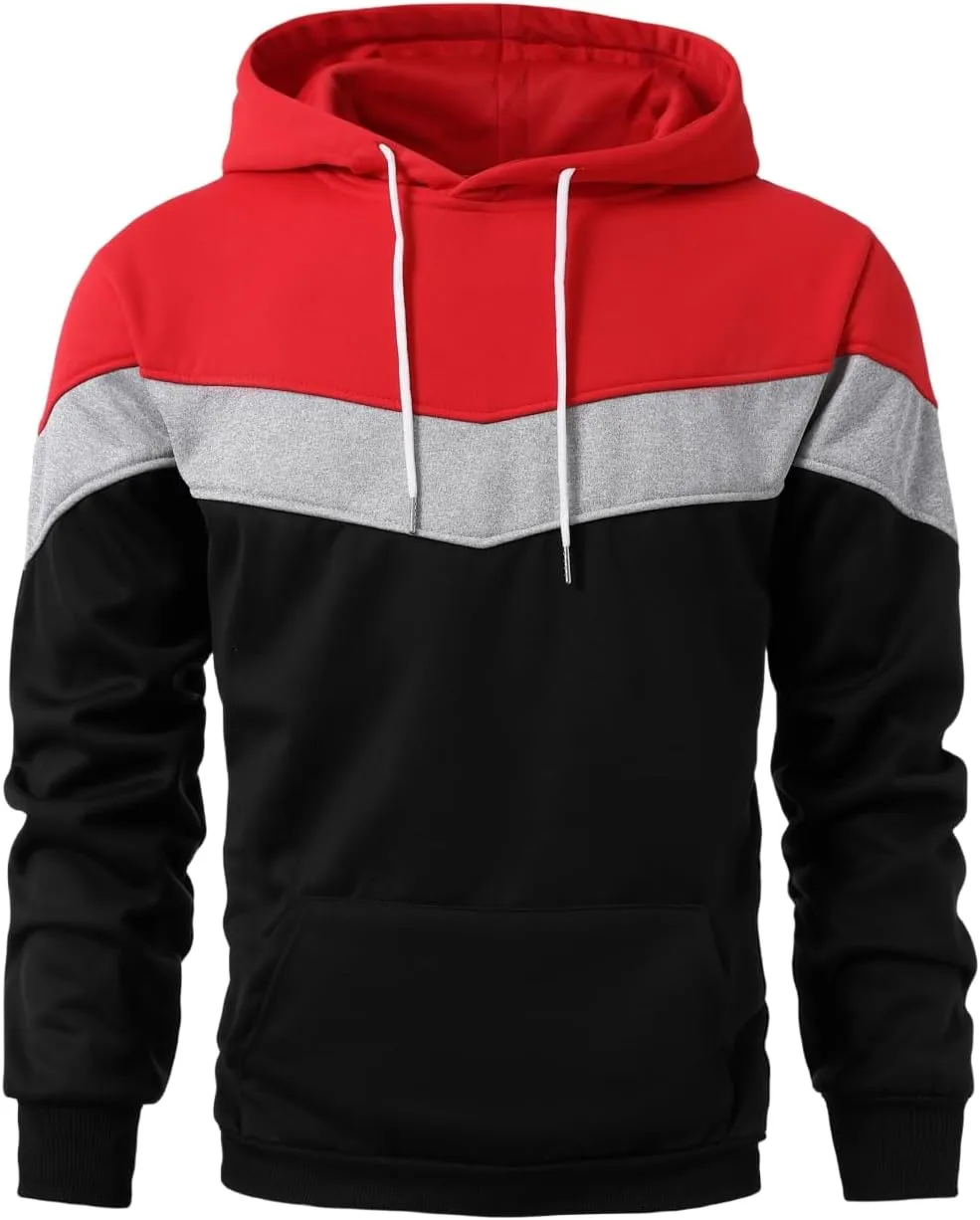 Mens Hoodie Multicolor Panel Sweatshirt Fleece Long Sleeve Sports Tops