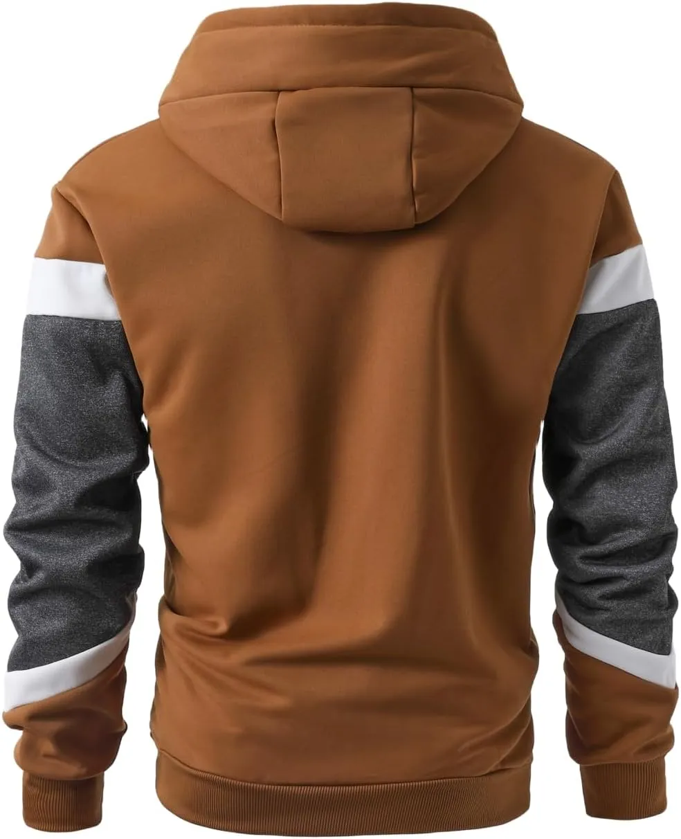Mens Hoodie Multicolor Panel Sweatshirt Fleece Long Sleeve Sports Tops