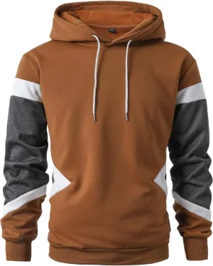 Mens Hoodie Multicolor Panel Sweatshirt Fleece Long Sleeve Sports Tops