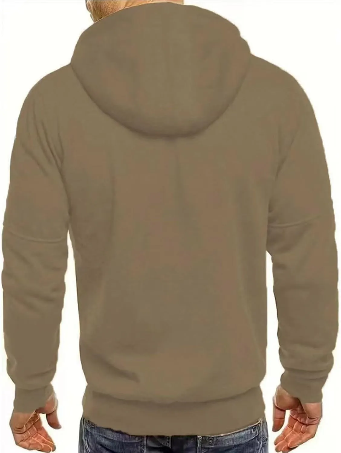 Men's Hoodies Full Zip Casual Cotton Hooded Fleece Drawstring Hoodies Pullover Sweatshirts Casual Long Sleeve Shirts