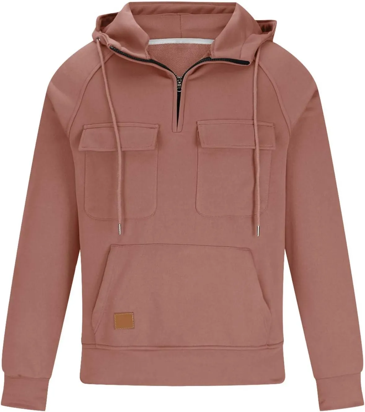 Mens Hoodies Graphic Design Quarter-Zip Drawstring Cargo Tactical Sweatshirts Fashion Long Sleeve Hooded Pullover