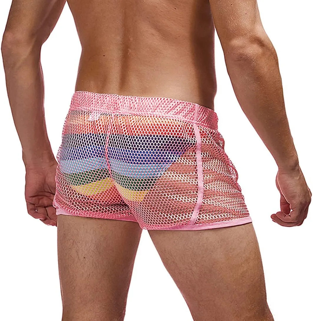 Mens Mesh Shorts Sexy Boxers See Through Boxers for Men