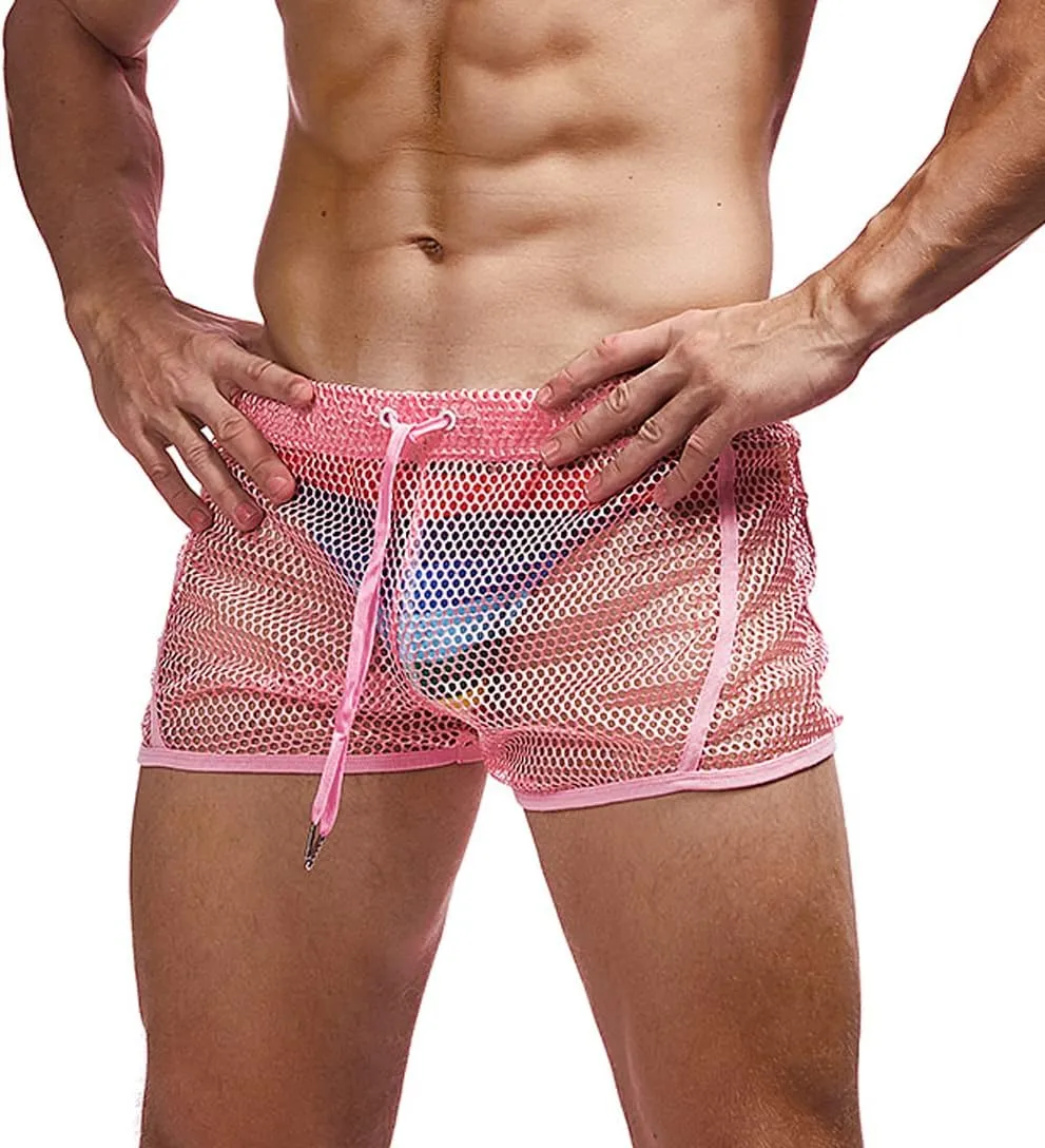 Mens Mesh Shorts Sexy Boxers See Through Boxers for Men