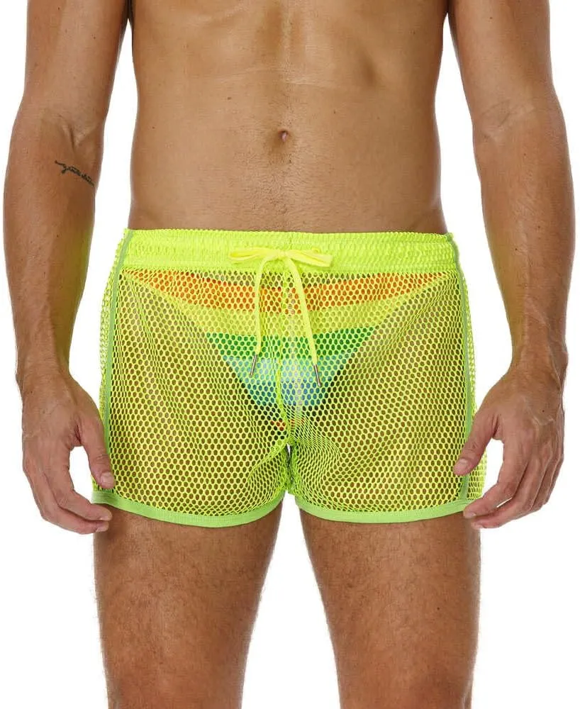 Mens Mesh Shorts Sexy Boxers See Through Boxers for Men