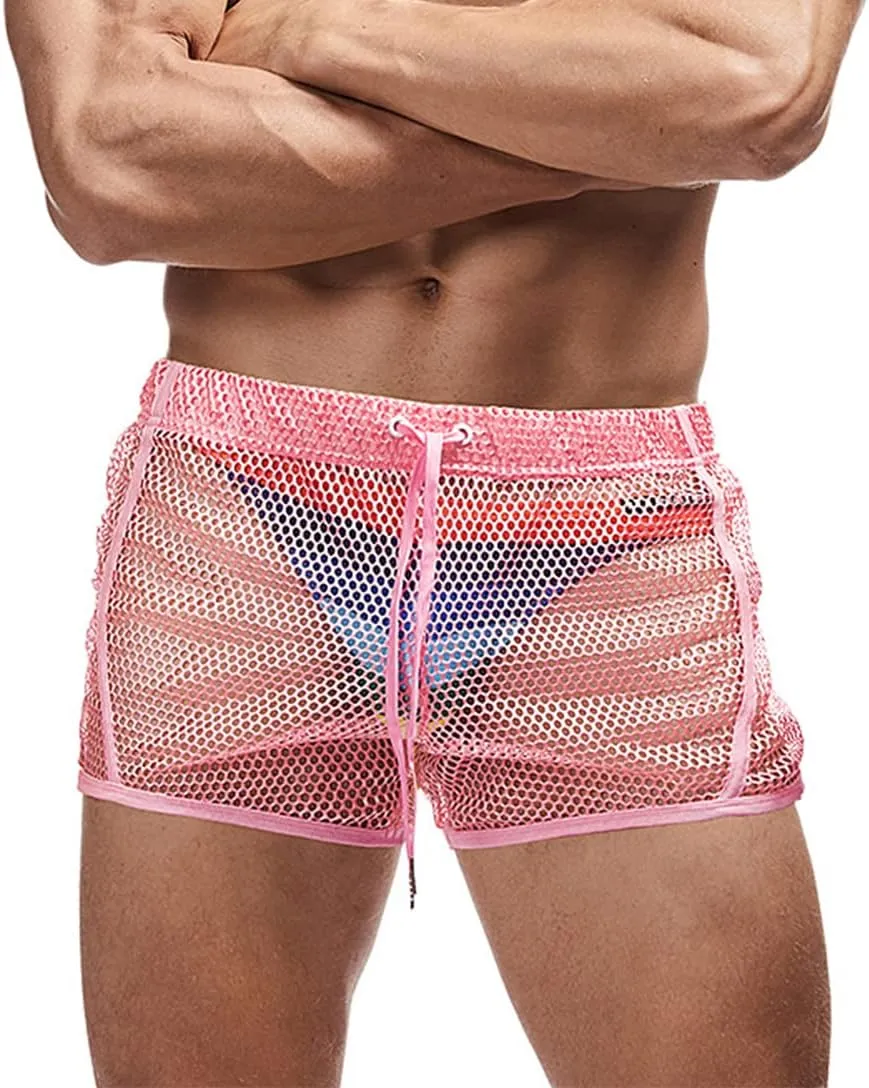 Mens Mesh Shorts Sexy Boxers See Through Boxers for Men