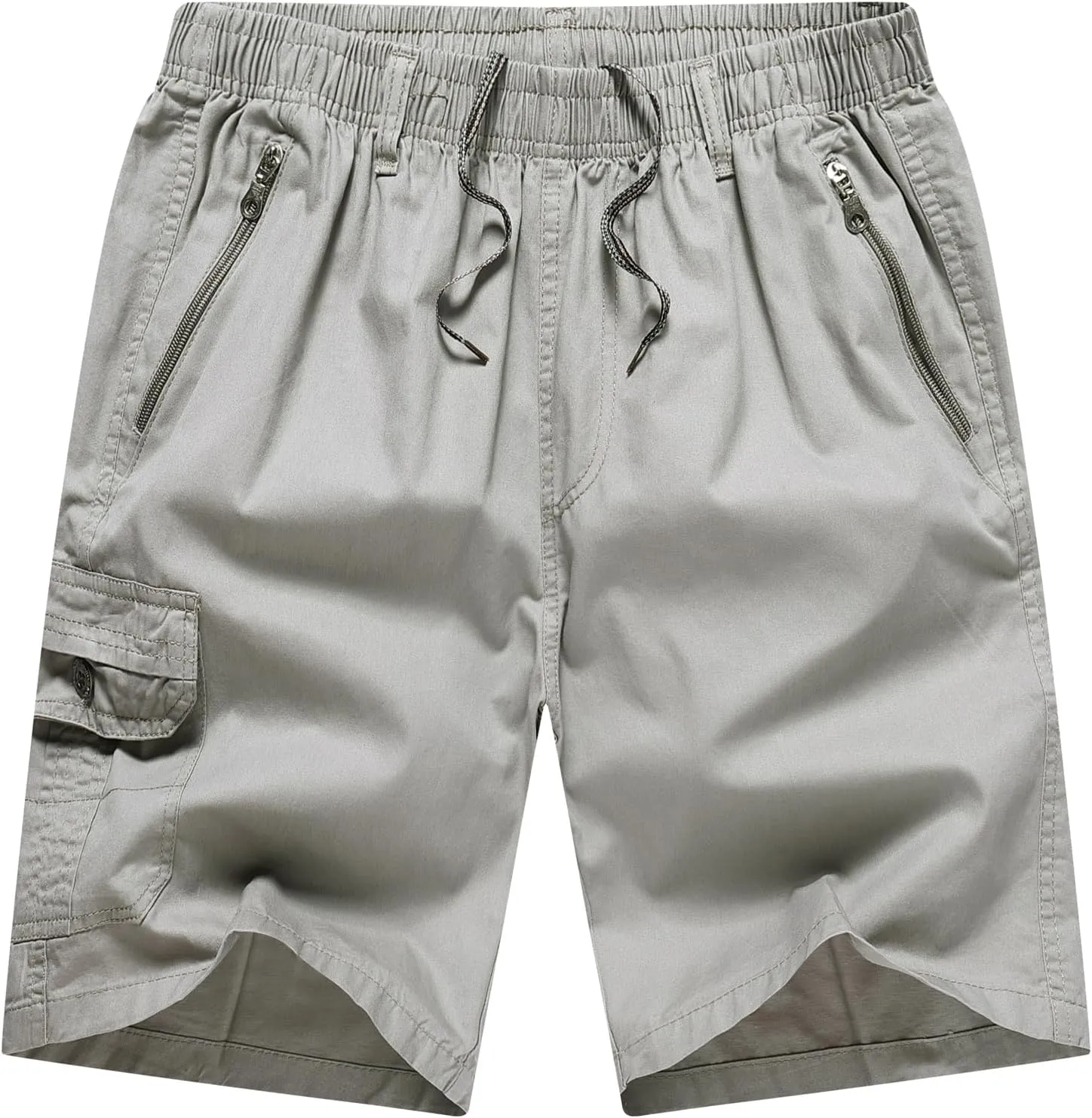 Men's Relaxed Fit Cargo Shorts Solid Cotton Cargo Shorts with Pockets Drawstring Work Shorts for Men