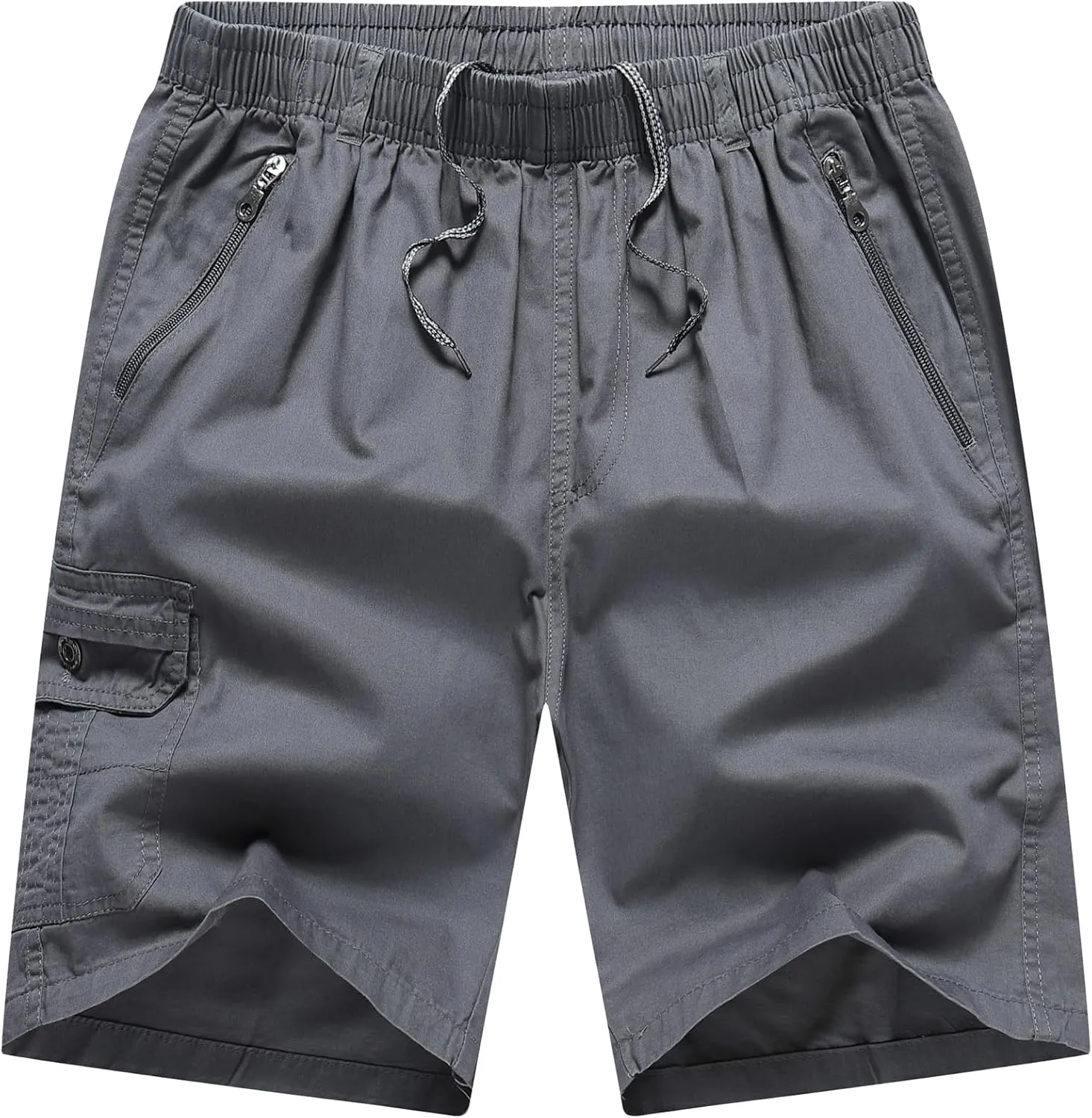 Men's Relaxed Fit Cargo Shorts Solid Cotton Cargo Shorts with Pockets Drawstring Work Shorts for Men