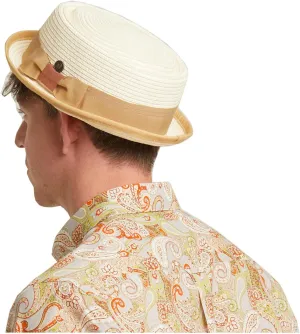 Mens Summer Paper Straw Skimpy Brim Retro Porkpie Hat