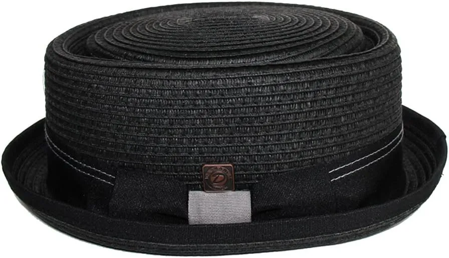 Mens Summer Paper Straw Skimpy Brim Retro Porkpie Hat