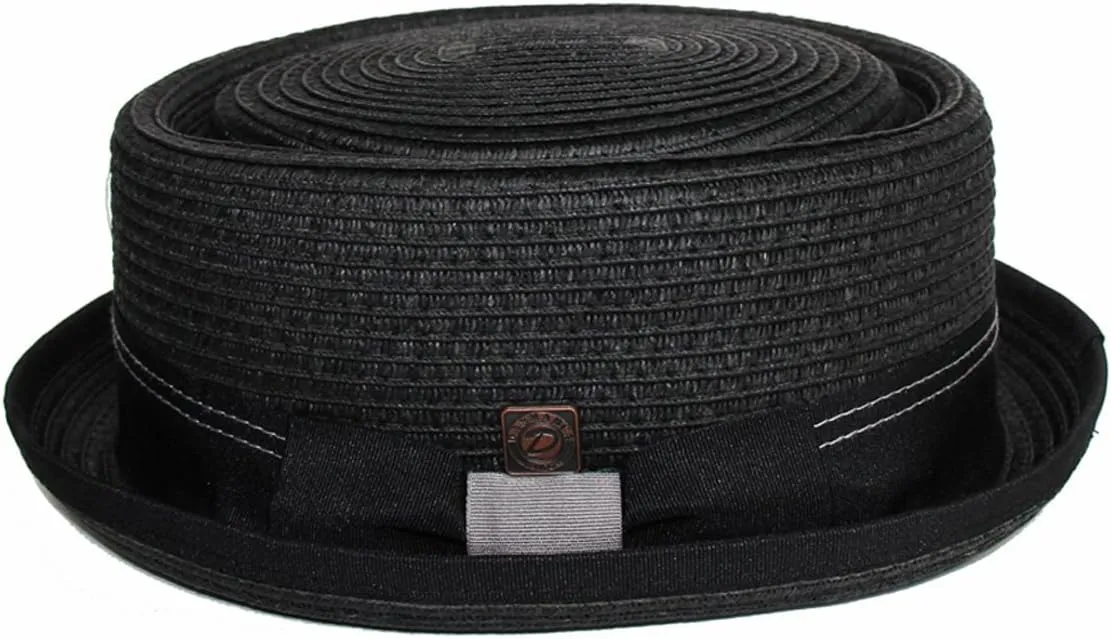 Mens Summer Paper Straw Skimpy Brim Retro Porkpie Hat