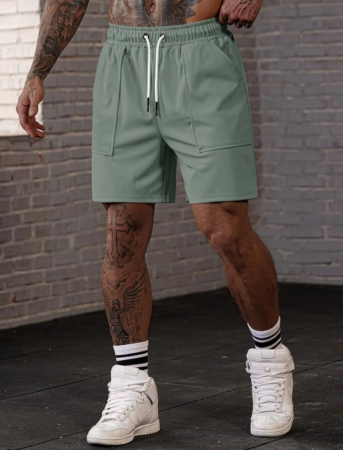 Men's Sweat Shorts Elastic Waist Drawstring 6'' Inseam Casual Gym Athletic Shorts with Pockets (S-3XL)