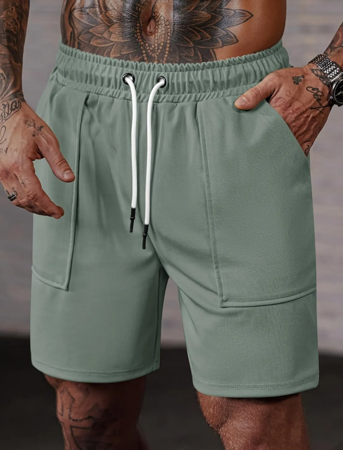 Men's Sweat Shorts Elastic Waist Drawstring 6'' Inseam Casual Gym Athletic Shorts with Pockets (S-3XL)