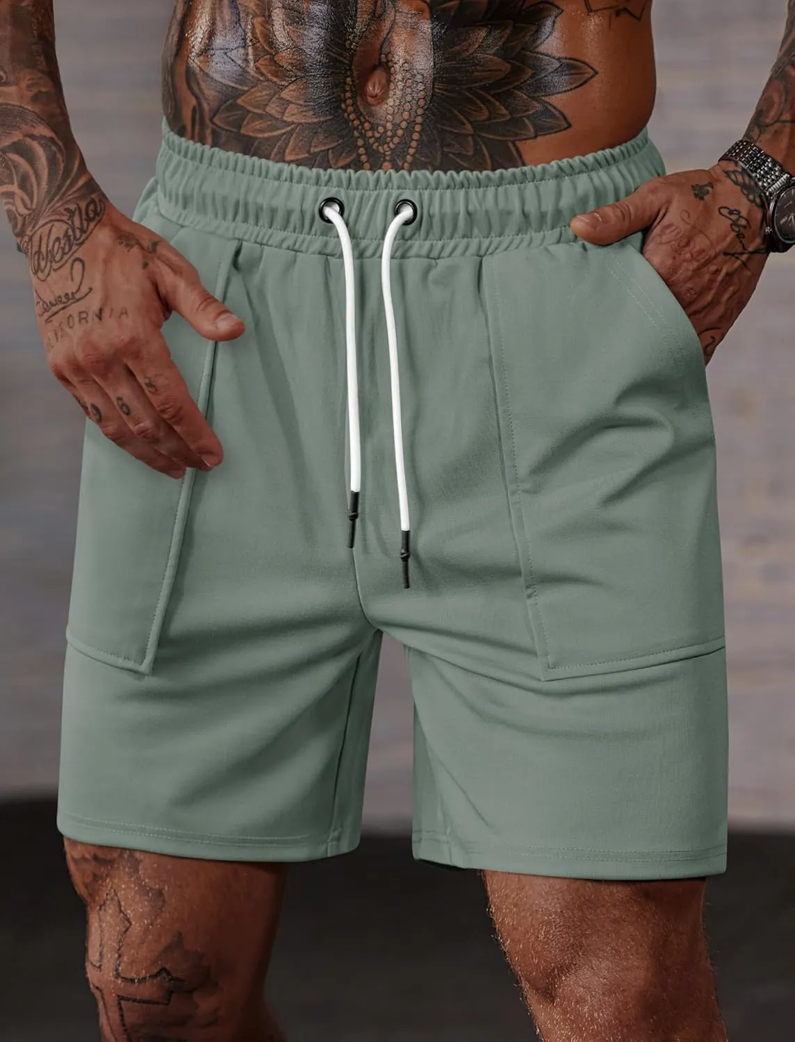 Men's Sweat Shorts Elastic Waist Drawstring 6'' Inseam Casual Gym Athletic Shorts with Pockets (S-3XL)