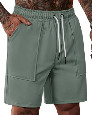 Men's Sweat Shorts Elastic Waist Drawstring 6'' Inseam Casual Gym Athletic Shorts with Pockets (S-3XL)
