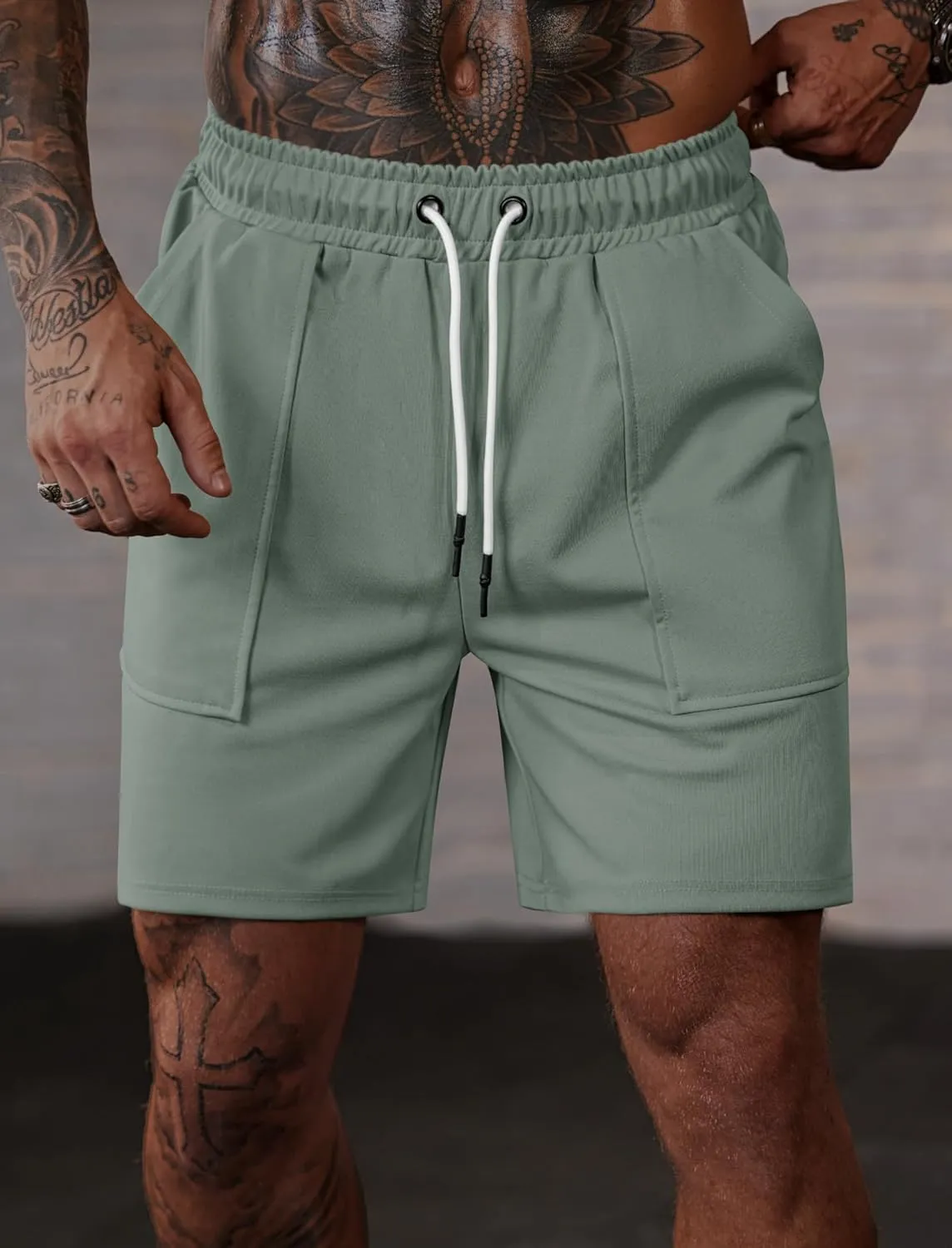 Men's Sweat Shorts Elastic Waist Drawstring 6'' Inseam Casual Gym Athletic Shorts with Pockets (S-3XL)
