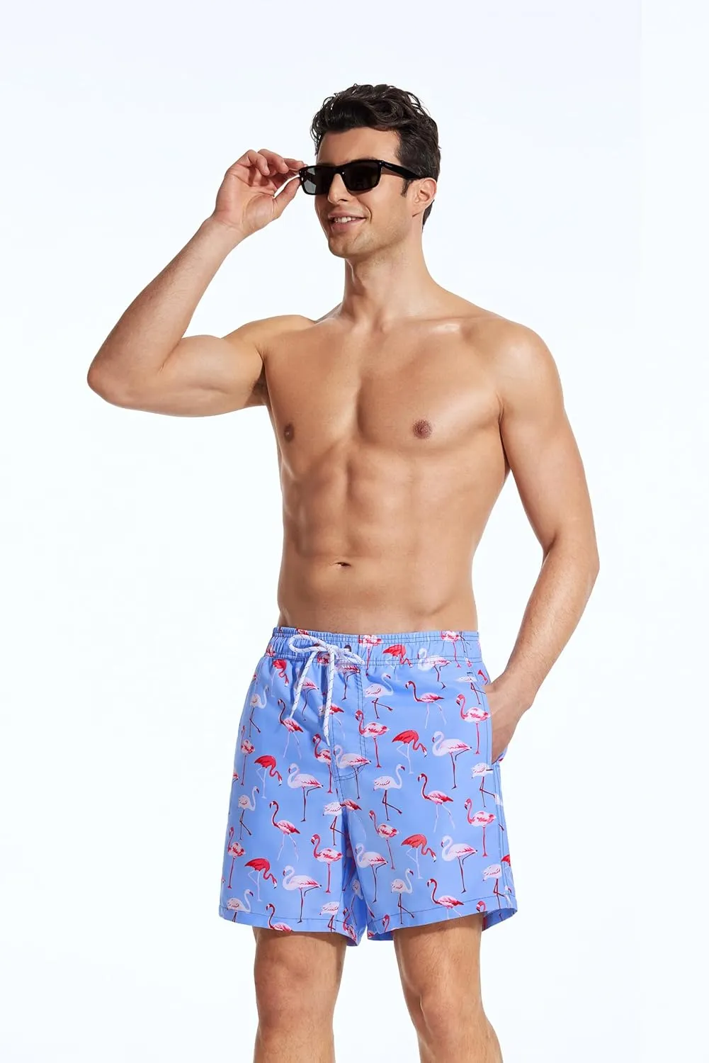Mens Swim Trunks 6 Inch Inseam Mesh Lining Bathing Suits Quick Dry Beach Shorts Swimsuits Swimwear with Pockets