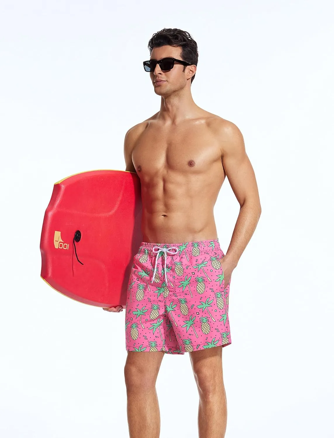 Mens Swim Trunks 6 Inch Inseam Mesh Lining Bathing Suits Quick Dry Beach Shorts Swimsuits Swimwear with Pockets