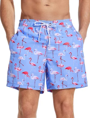 Mens Swim Trunks 6 Inch Inseam Mesh Lining Bathing Suits Quick Dry Beach Shorts Swimsuits Swimwear with Pockets