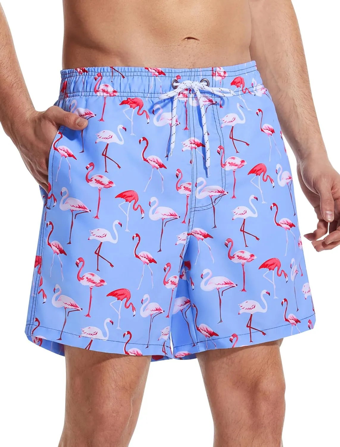 Mens Swim Trunks 6 Inch Inseam Mesh Lining Bathing Suits Quick Dry Beach Shorts Swimsuits Swimwear with Pockets