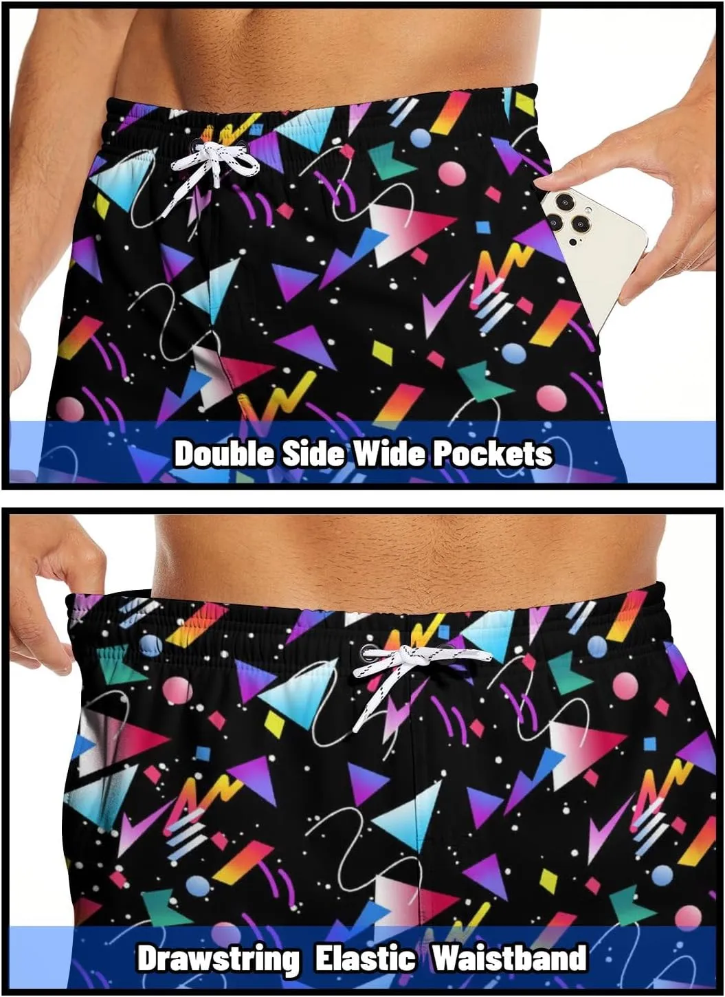 Men's Swim Trunks with Compression Liner 5" Inseam Mens Quick Dry Board Shorts with 4 Pockets for Beach Vacation