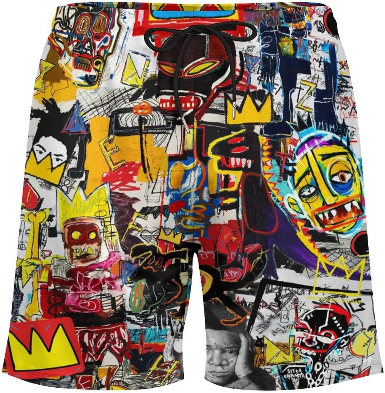 Mens Swim Trunks with Compression Liner Lining Swimwear 3D Printed Drawstring Beach Short
