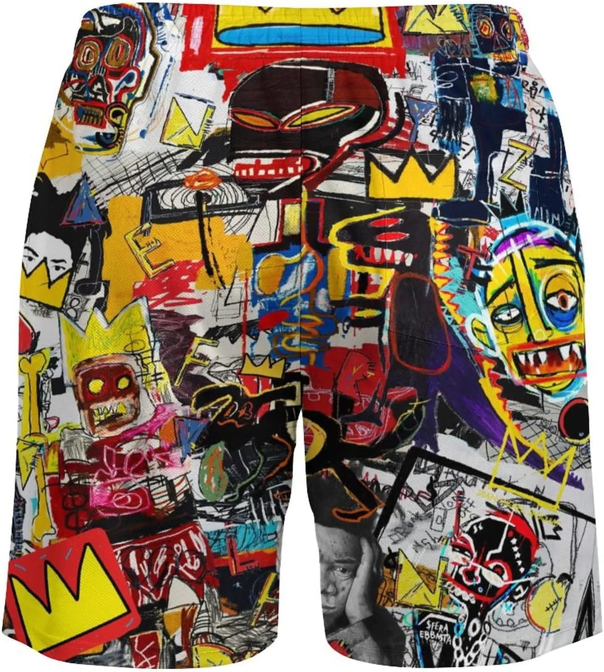 Mens Swim Trunks with Compression Liner Lining Swimwear 3D Printed Drawstring Beach Short