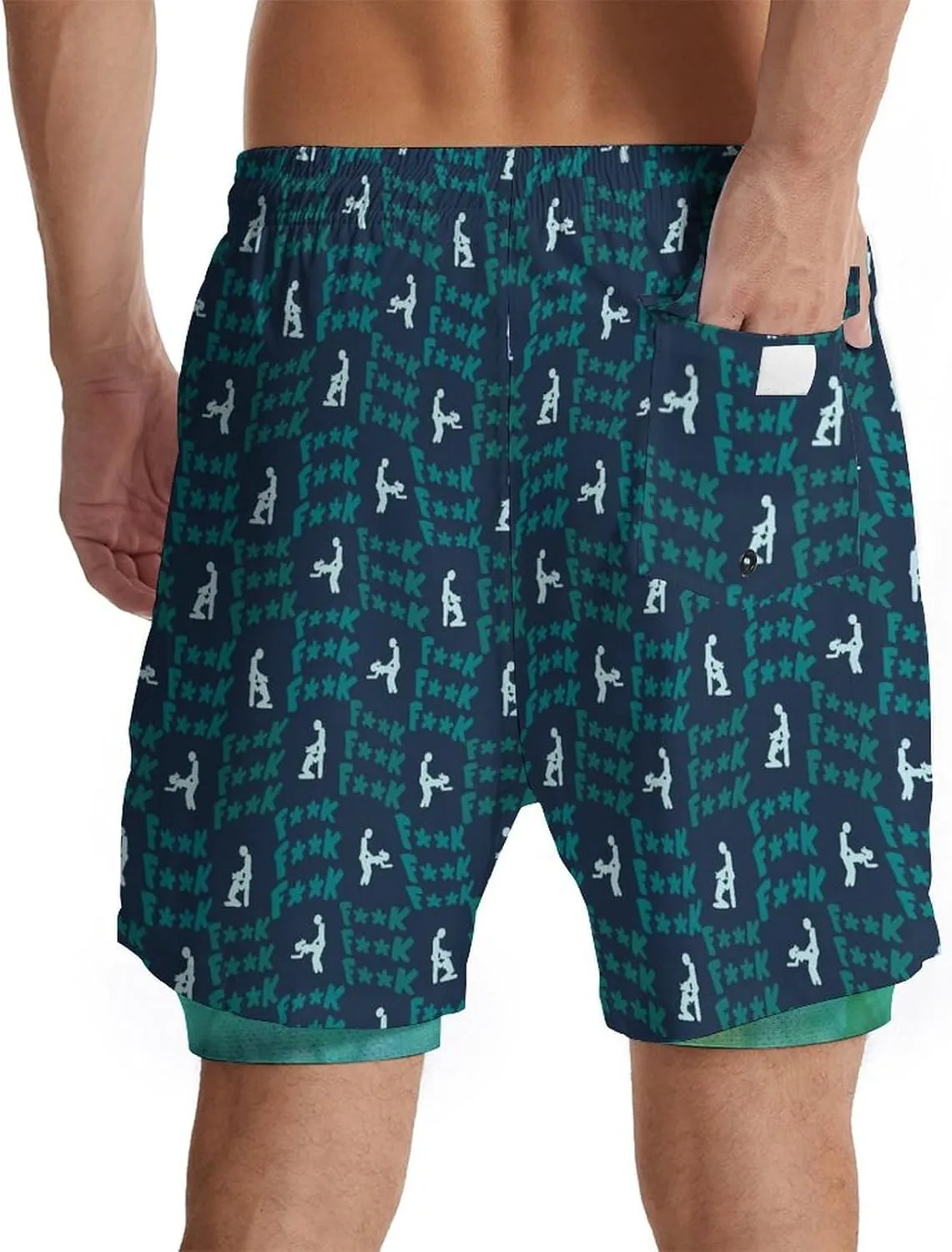 Men's Swim Trunks with Compression Liner Quick Dry 2 in 1 Swimming Trunks Beach Board Shorts Bathing Suits Swimwear