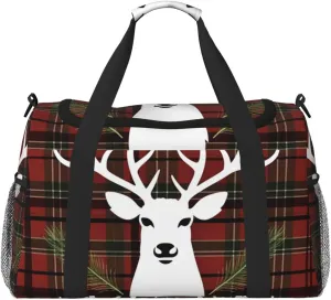Merry Christmas Reindeer Travel Duffel Bag Lightweight Waterproof Carry On Tote Bag Foldable Weekender Overnight Bags Sport Gym Bag For Women Men