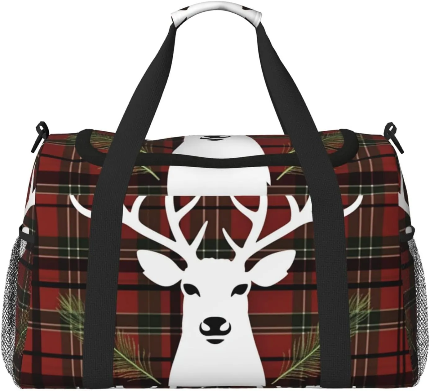 Merry Christmas Reindeer Travel Duffel Bag Lightweight Waterproof Carry On Tote Bag Foldable Weekender Overnight Bags Sport Gym Bag For Women Men