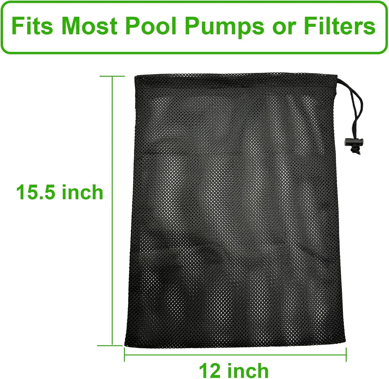 Mesh Pump Filter Bag, 2 Piece 12"x15.5" Drawstring Water Pump Barrier Bags, Black Media Bag, Protection Cover for Pond, Pood Biofilters, Aquarium Filtration, Filters, Submersible, Fountain
