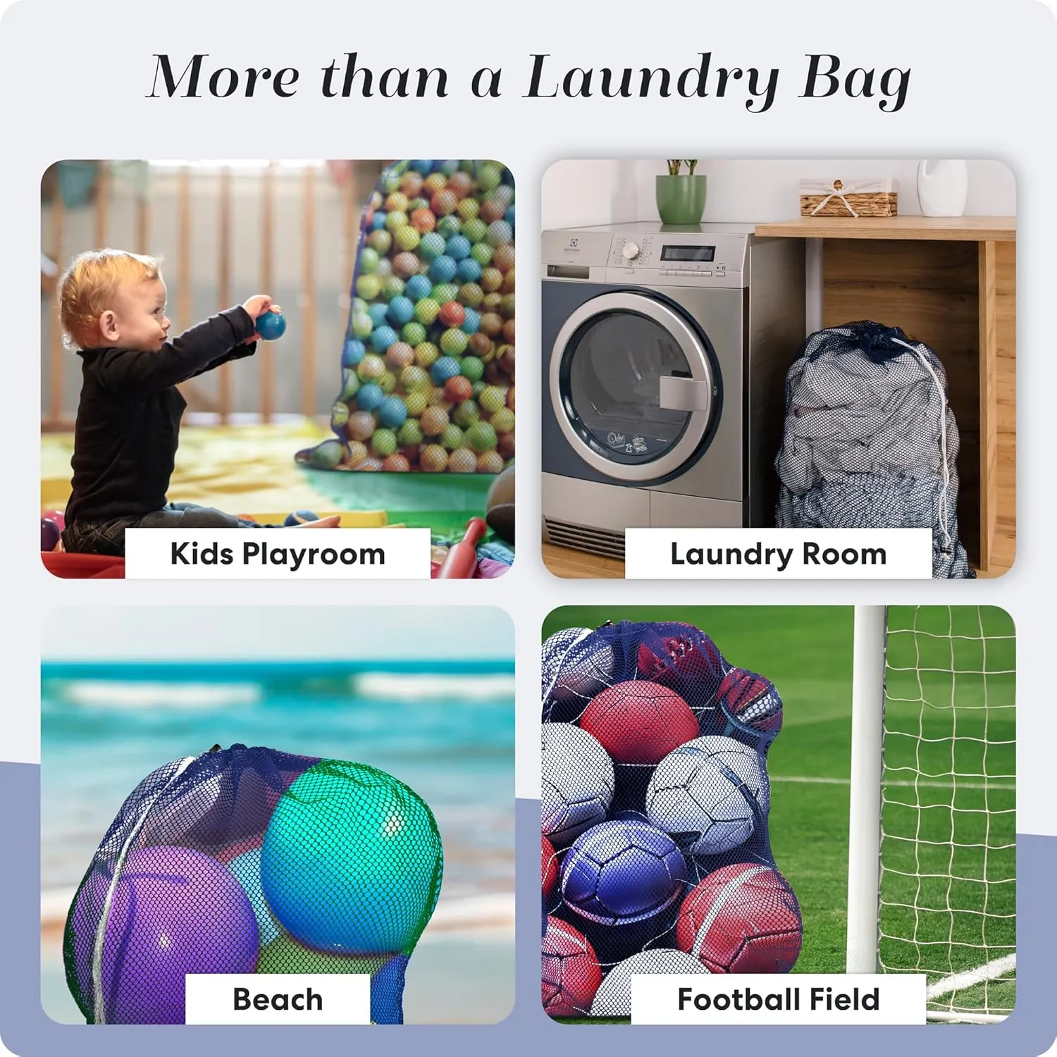 Mesh XL Laundry Bags - Pack of 2 - Large 24" x 36" - Durable, Machine Washable with Secure Drawstring Closure - Perfect for College Dorms, Laundromats, Apartments (Blue)